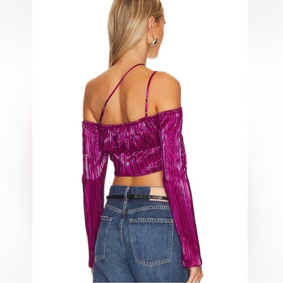 REVOLVE X House of Harlow 1960 Sydelle Cropped Barbie Core Top Fuchsia Size XS - Picture 3 of 16